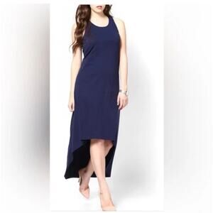 MICHAEL KORS HIGH LOW KNIT TANK DRESS Navy Blue Midi Maxi Size Medium